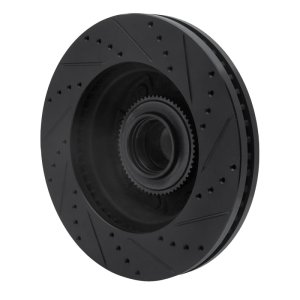 Ford E-350 Super Duty Brake Rotor (1) - Front Left - R1 Concepts - Drilled & Slotted - Black - `08-`25